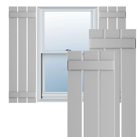 True Fit PVC Three Board Spaced Board-n-Batten Shutters, Hailstorm Gray, 17 1/8W X 28H